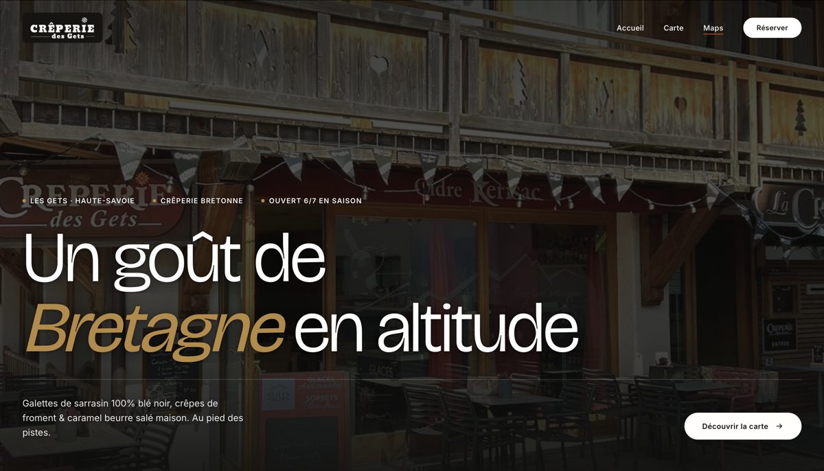 Site internet de la Crêperie des Gets aux Gets, réalisé par Lanchor