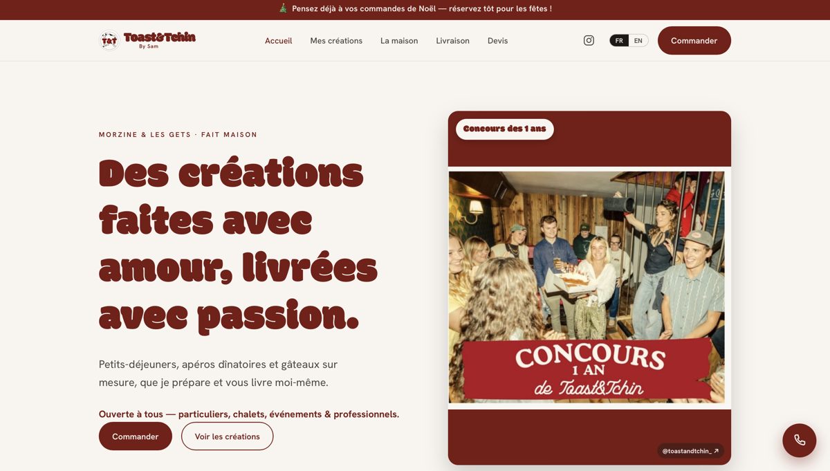Site internet de Toast & Tchin, réalisé par Lanchor